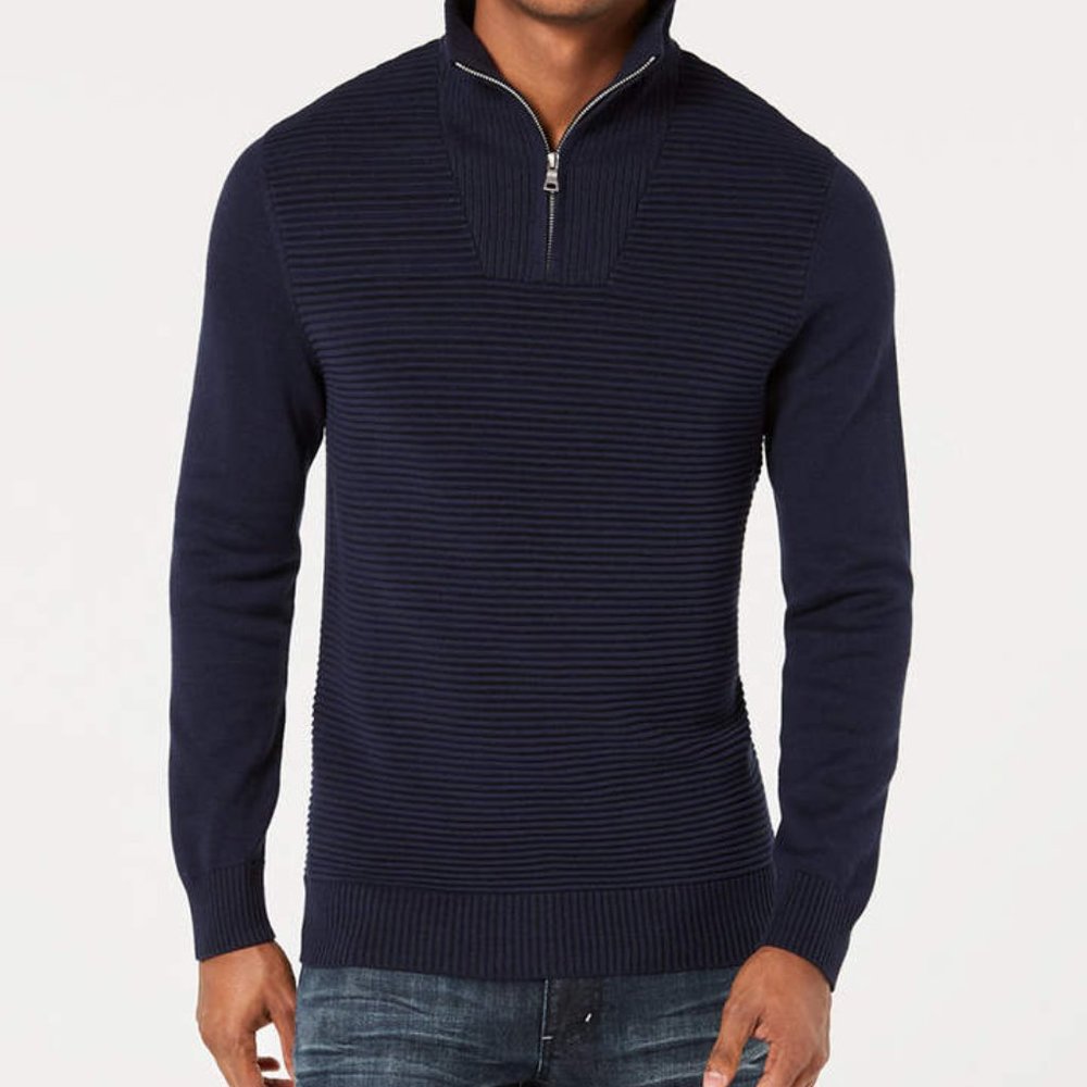 INC Dean Ottoman Stitch Quarter-Zip Sweater